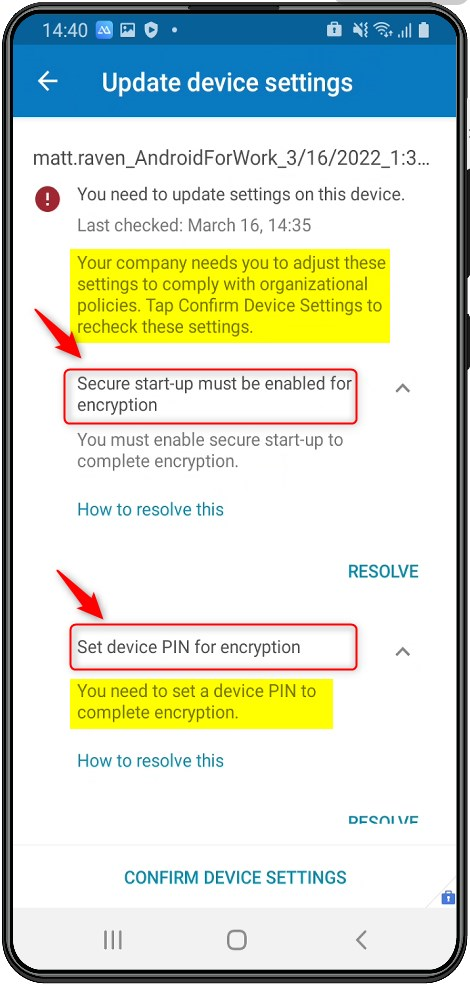 Android No PIN configured