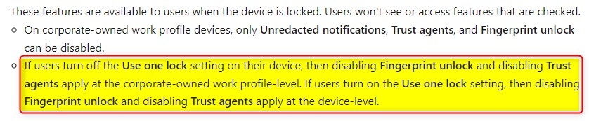Microsoft about Android Enterprise Use One Lock