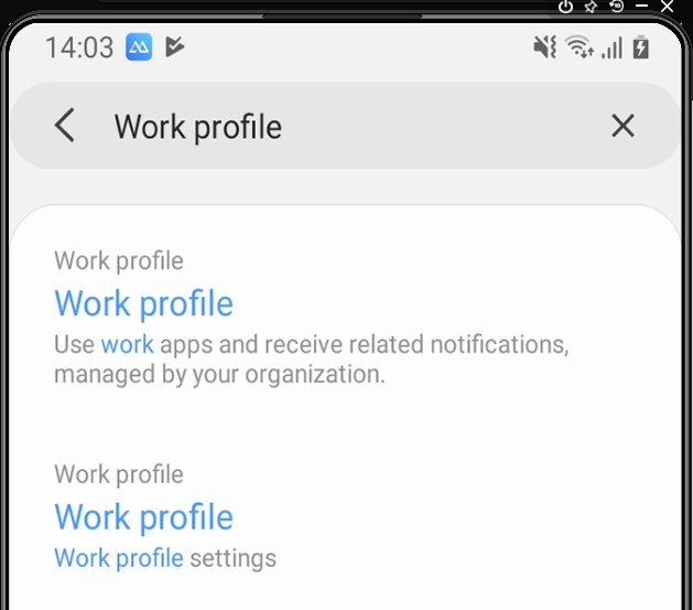 Work profile settings
